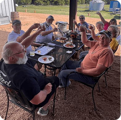 group of people enjoying a meal together