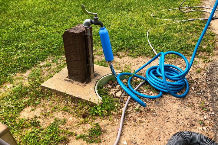 water hookup station at an RV campsite