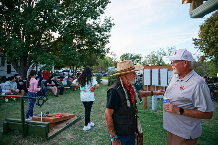 Lively social scene at Miller Creek RV Park with residents mingling and participating in activities