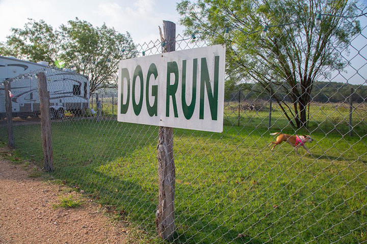 dog run signage miller creek rv park