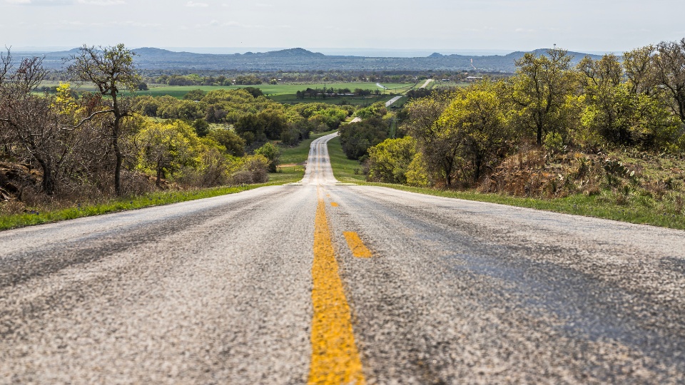 rural hill country texas road