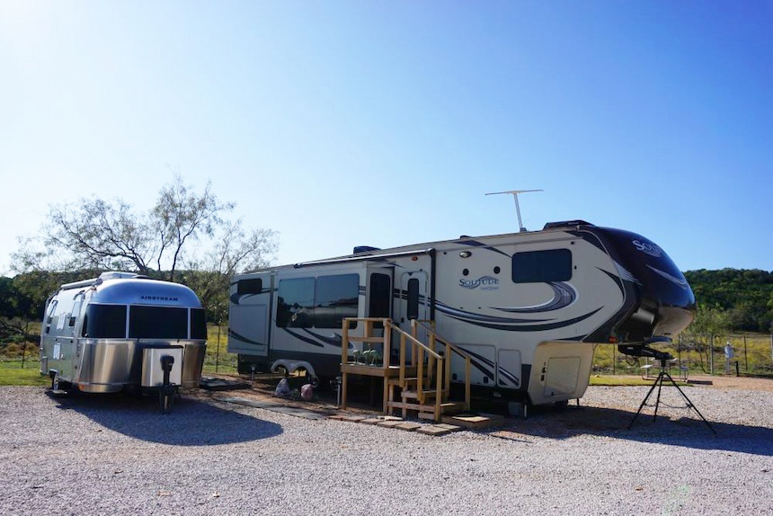 Large back-in RV site for comfortable camping near Johnson City, TX