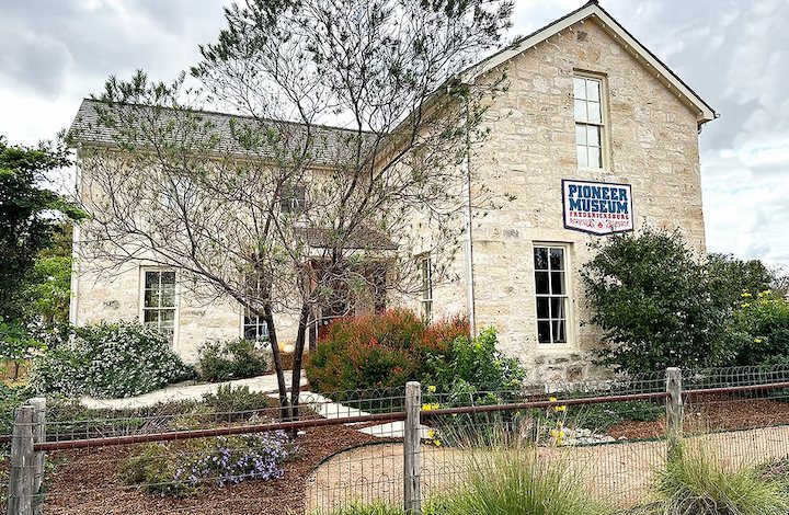 Exterior view of the historic Pioneer Museum in Fredericksburg, Texas