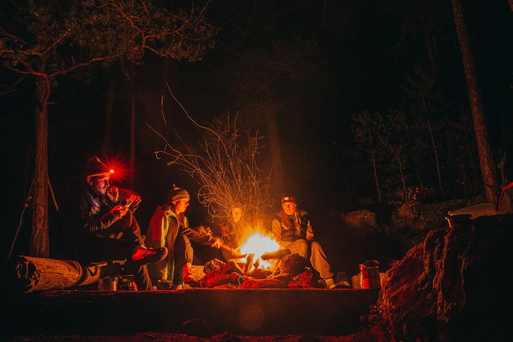 Smokeless fire pit at an eco-conscious campsite