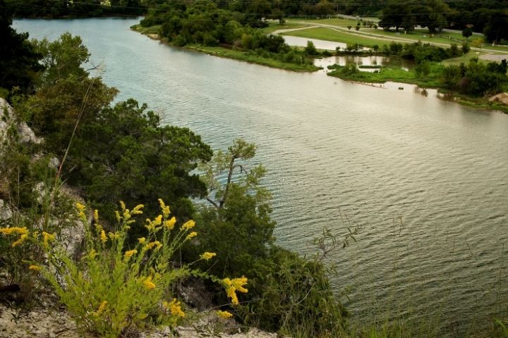 Brazos River landscape near Waco for a summer Texas RV trip