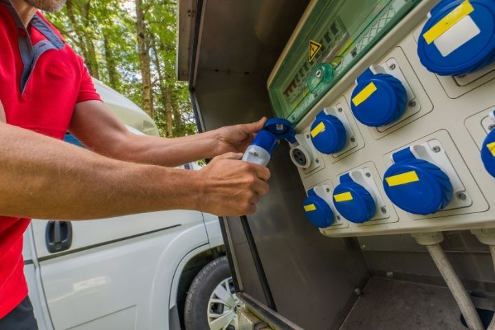 Electrical power connection for an RV campsite in Texas